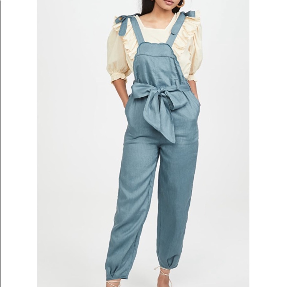 Innika Choo Gray Fava Rutfrend Linen‎ Overalls Sz. 3 (US-L) NWT